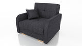 SINGLE SOFA BED OLA I 103cm CHOICE OF COLOR / FOAMDimensions :HEIGHT 85CMDEEPTH 95CMWIDHT 103CMSLEEPING AREA 80X195 cm(no possibility to change dimensions) +/- 3The sofa is made of a wooden frame, the sleeping surface is made of PUR T30 / 42 foam. The sof