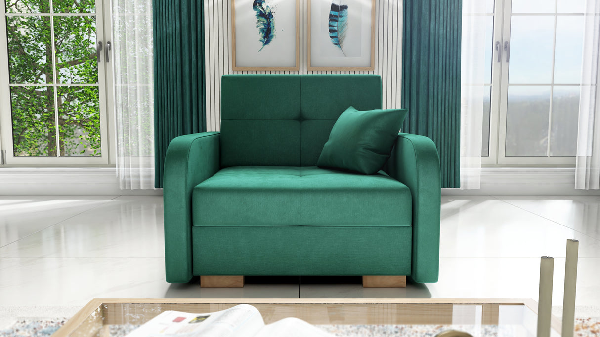 SINGLE SOFA BED OLA I 103cm CHOICE OF COLOR / FOAMDimensions :HEIGHT 85CMDEEPTH 95CMWIDHT 103CMSLEEPING AREA 80X195 cm(no possibility to change dimensions) +/- 3The sofa is made of a wooden frame, the sleeping surface is made of PUR T30 / 42 foam. The sof