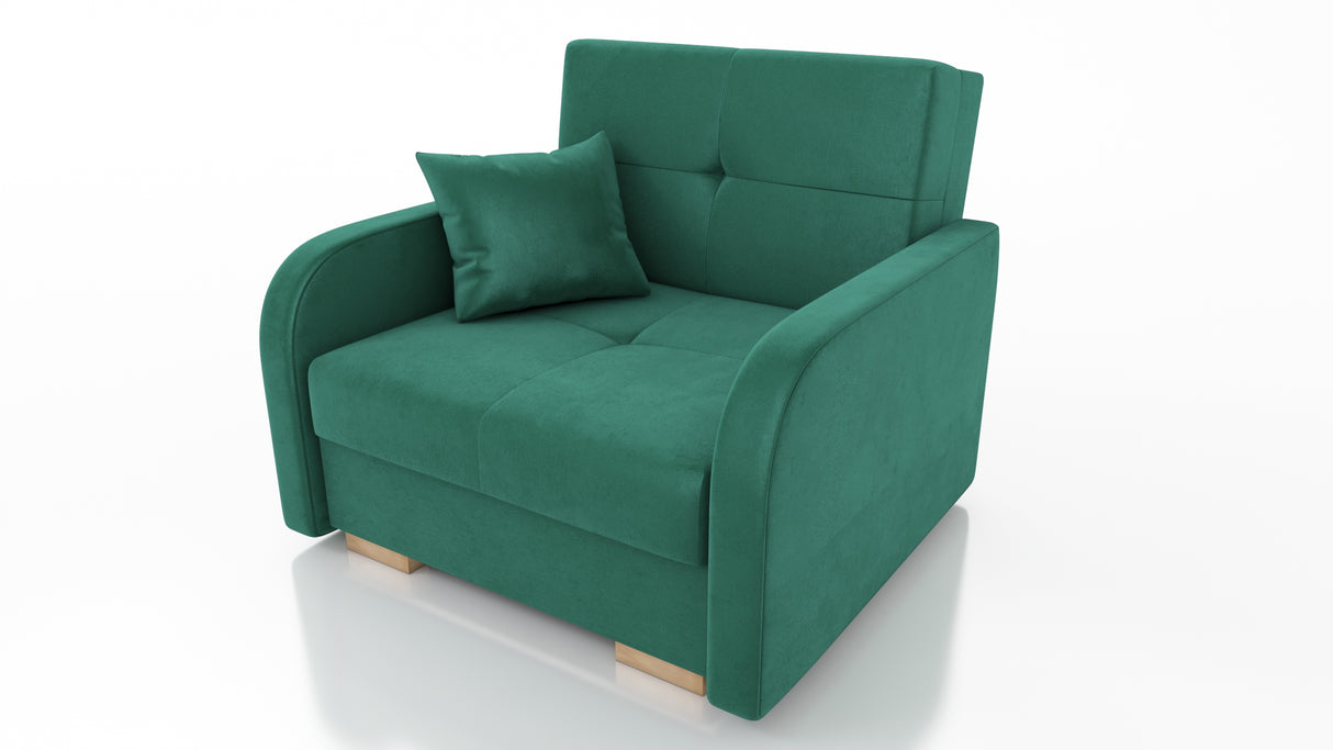 SINGLE SOFA BED OLA I 103cm CHOICE OF COLOR / FOAMDimensions :HEIGHT 85CMDEEPTH 95CMWIDHT 103CMSLEEPING AREA 80X195 cm(no possibility to change dimensions) +/- 3The sofa is made of a wooden frame, the sleeping surface is made of PUR T30 / 42 foam. The sof