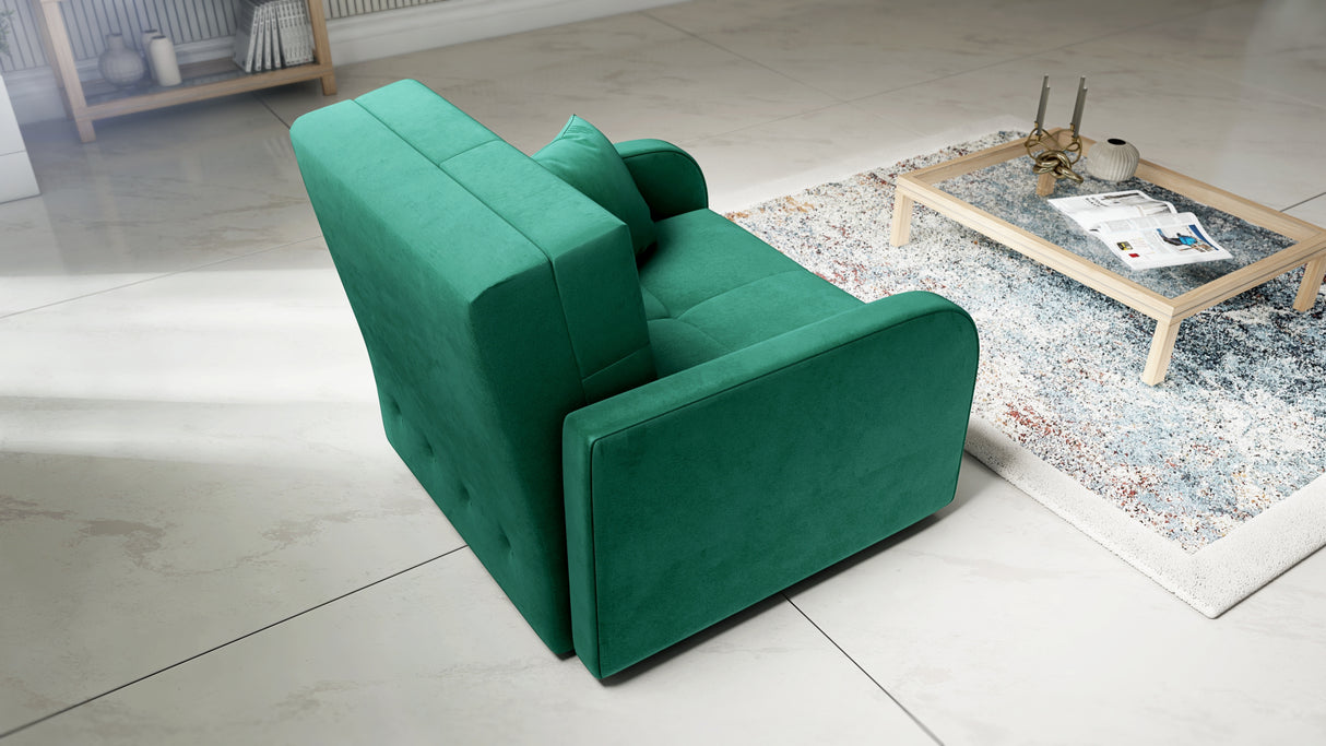 SINGLE SOFA BED OLA I 103cm CHOICE OF COLOR / FOAMDimensions :HEIGHT 85CMDEEPTH 95CMWIDHT 103CMSLEEPING AREA 80X195 cm(no possibility to change dimensions) +/- 3The sofa is made of a wooden frame, the sleeping surface is made of PUR T30 / 42 foam. The sof