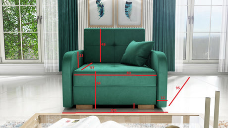 SINGLE SOFA BED OLA I 103cm CHOICE OF COLOR / FOAMDimensions :HEIGHT 85CMDEEPTH 95CMWIDHT 103CMSLEEPING AREA 80X195 cm(no possibility to change dimensions) +/- 3The sofa is made of a wooden frame, the sleeping surface is made of PUR T30 / 42 foam. The sof