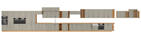 STILO KITCHEN SET CHOICE OF 4 COLOR VARIANTSFEATURESSilent closing systemColors/materials:white matt / artisanFront:- 16mm matt white MDF board, STILO cutter- handle: metal, blackCorps:- 16mm Artisan Oak laminated board- Artisan Oak melamine edgeThe set i