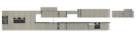 STILO KITCHEN SET CHOICE OF 4 COLOR VARIANTSFEATURESSilent closing systemColors/materials:white matt / artisanFront:- 16mm matt white MDF board, STILO cutter- handle: metal, blackCorps:- 16mm Artisan Oak laminated board- Artisan Oak melamine edgeThe set i