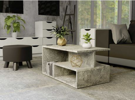 COFFEE TABLE PRIMA GREY CONCRETE 90X51CMCOLOR: CONCRETE Minimalist design Very good workmanship Perfect for the living room / room / office New type of fittings, smooth sides without end capsMATERIAL: 16 mm thick laminated chipboard.DIMENSIONS: Table top: