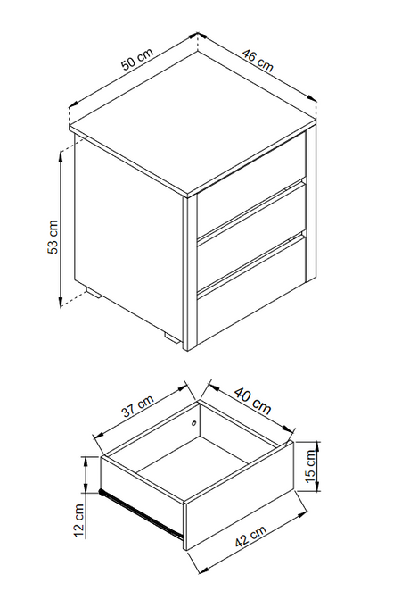 INSERT DRAWS CABINET 50cm WHITE, SONOMA OR GRAPHITEDIMENTIONS50/53/46 cmAnna Furniture