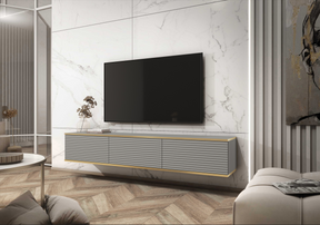 Floating TV Stand ORO 175 SLATS greyTV Stand ORO 175 Depth: 32cmWidth: 175cmHeight: 30cmA modern tv table is a practical and elegant piece of furniture, a perfect for people who looking for functional furniture for a modern interior.The simple design guar