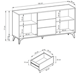 Storage cabinet DIAMOND 06 black / evoke oakStorage cabinet DIAMOND 04 (154/77/39) ColourBlack / Oak Evoke MaterialLaminated board 16mm VeneerEdging ABS Metal Legs PUSH-TO-OPENAnna Furniture