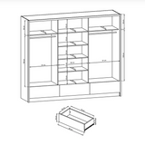 SLIDING DOOR WARDROBE ARIA I 254CM WHITE GLOSSDiscover the ultimate storage solution for modern homes with the Aria I Wardrobe. Its spacious and functional design offers complete freedom in storing your belongings. Crafted with precision and attention to