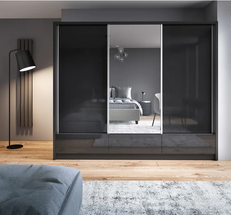 SLIDING DOOR WARDROBE ARIA I 254CM BLACK GLOSSDiscover the ultimate storage solution for modern homes with the Aria I Wardrobe. Its spacious and functional design offers complete freedom in storing your belongings. Crafted with precision and attention to