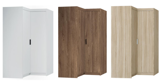CORNER WARDROBE SELENA 2D NAR 100CM *AVAILABLE IN 3 COLORS*AVAILABLE IN 3 COLORSSONOMA, WHITE AND LEFKAS OAK Dimensions: 978 x 1905 x 978 mm (W x H x D) Number of packages: 3 Front: - laminated board 15 mm - the melamine edging - handle: 128 mm / plastic