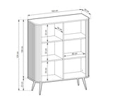 Storage cabinet ZOVA 03 CASHEMEREProduct description Dimensions Width 103cm Height 129cm Depth 39cm Details Colour cashmere Material Laminated board 18mm / MDF-board 18mm Veneer ABS edges Legs Metal, in black (23cm) Warranty 24 monthsUncategorizedAnna Fur