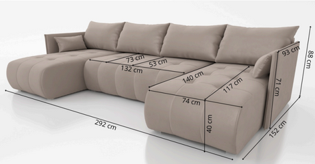 NEW! CORNER SOFA BED NESS U SHAPE *CHOICE OF COLORS* / SPRINGS + FOAM - Anna Furniture