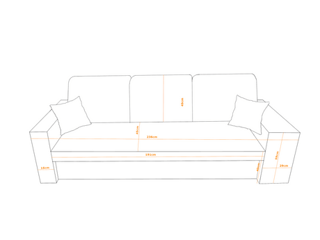 SOFA BED BALI 236CM / BONELL SPRINGS + FOAMFEATURES:BONELL SPRINGS + T28 FOAM 3 X LARGE BACKREST PILLOWS 2X SMALLER CUSHIONS 1X STORAGE SPACE 2X STOOLBed-folding function DL SYSTEM (The unfolding process involves gently lifting the seat up, extending it a