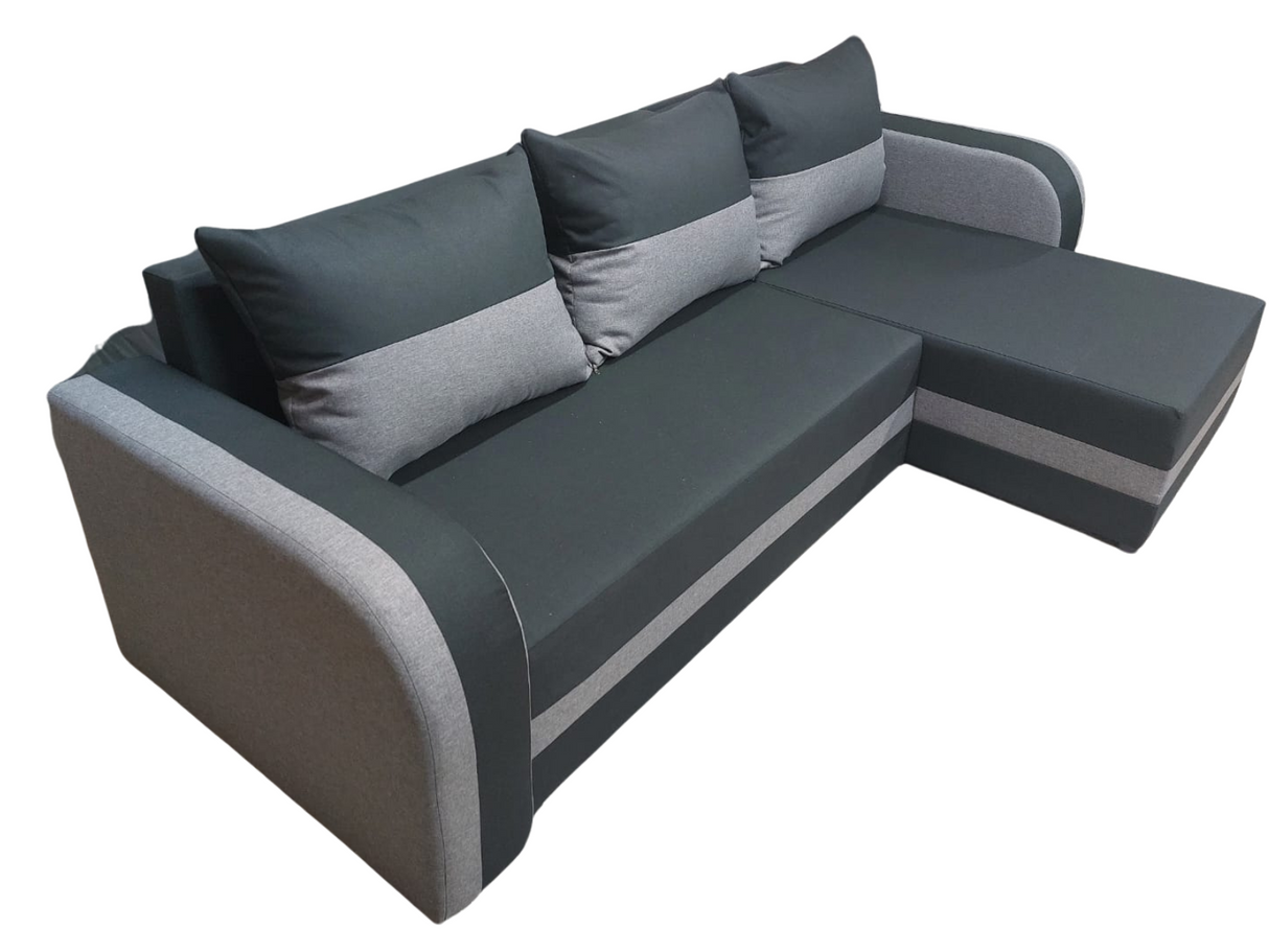 CORNER SOFA BED FLORIDA 238CM universal RIGHT/LEFT CORNER / FOAMTHIS MODEL IN UNIVERSAL WHICH MEANS YOU CAN CHOOSE CORNER SIDE DURING ASSEMBLY3x PILLOWS INCLUDED1X STORAGE SPACESLEEPING FUNCTIONSAWANA FABRICDIMENTIONSWidth: 238 cmDepth: 138cmSleeping area