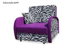 SINGLE SOFA BED SUZIE 97CM PURPLE ZEBRA / FOAMDimensions :- width 97 cm- height 85 cm- depth 95 cm- area sleeping 80/195 cm +/- 3The sofa is made of a wooden frame, the sleeping surface is made of PUR T30 / 42 foam.The sofa is unfolded using an automatic