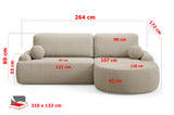 CORNER SOFA BED LUNA 264CM  / FOAM STAIN PROOF FABRIC