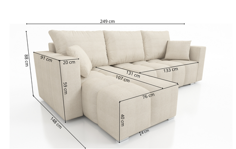 UNIVERSAL CORNER COLT 249CM / SPRINGS + FOAM - Anna Furniture