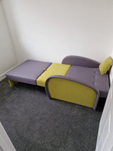 SINGLE SOFA BED SUZIE 97CM GREY/GREENDimensions :- width 97 cm- height 85 cm- depth 95 cm- area sleeping 80/195 cm +/- 3The sofa is made of a wooden frame, the sleeping surface is made of PUR T30 / 42 foam.The sofa is unfolded using an automatic machine.