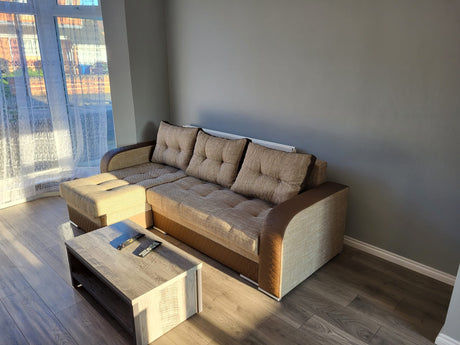 CORNER SOFA BED SAM BROWN BERLIN 03 / W55 236CM 2X STORAGE SPACE universal RIGHT/LEFT CORNER / BONELL SPRINGS + FOAMTHIS MODEL IS UNIVERSAL WHICH MEANS YOU CAN CHOOSE CORNER SIDE DURING ASSEMBLY3x PILLOWS INCLUDED2X STORAGE SPACE BONELL SPRINGS + FOAM DIM