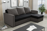CORNER SOFA BED KEN BLACK/DARK GREY 15+27 222cm universal RIGHT/LEFT CORNER / FOAMTHIS MODEL IN UNIVERSAL WHICH MEANS YOU CAN CHOOSE CORNER SIDE DURING ASSEMBLY3x PILLOWS INCLUDED1X STORAGE SPACESLEEPING FUNCTIONDIMENTIONSWidth: 222 cmDepth: 138cmSleeping