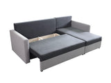 CORNER SOFA BED KEN BLACK/RED 15+22 222cm universal RIGHT/LEFT CORNER / FOAMTHIS MODEL IN UNIVERSAL WHICH MEANS YOU CAN CHOOSE CORNER SIDE DURING ASSEMBLY3x PILLOWS INCLUDED1X STORAGE SPACESLEEPING FUNCTIONDIMENTIONSWidth: 222 cmDepth: 138cmSleeping area: