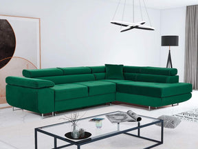 CORNER SOFA BED CALIPSO 275CM KRONOS19 / SPRINGS + FOAMMade in KRONOS fabric click hereProduct dimensions:- width: 275 cm- depth: 203 cm- seat depth: 56 cm- seat height: 43 cm- corner height: 90 cm- sleeping area: 125x195 cmThe corner is made of high qual