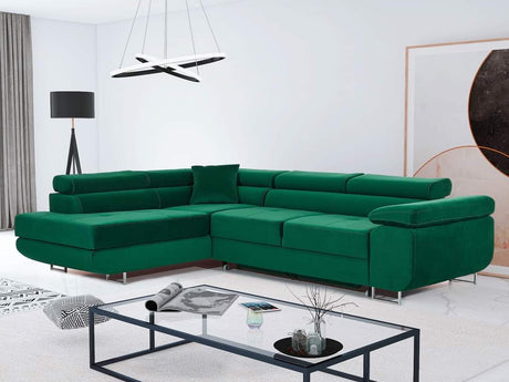 CORNER SOFA BED CALIPSO 275CM KRONOS19 / SPRINGS + FOAMMade in KRONOS fabric click hereProduct dimensions:- width: 275 cm- depth: 203 cm- seat depth: 56 cm- seat height: 43 cm- corner height: 90 cm- sleeping area: 125x195 cmThe corner is made of high qual