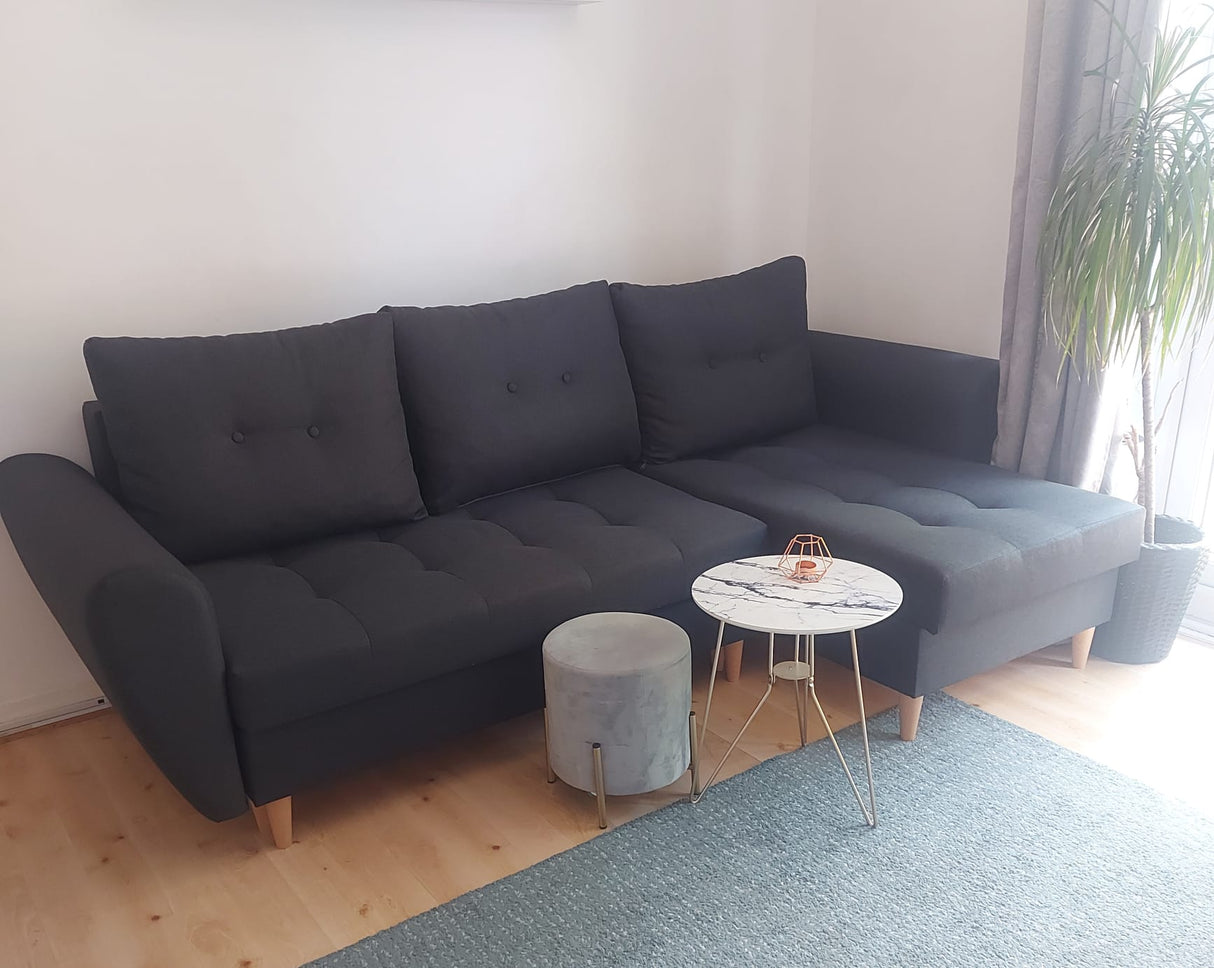 CORNER SOFA BED PALMO 2X STORAGE SPACE GRAPHITE MALMO 96 240cm universal RIGHT/LEFT CORNER / BONELL SPRINGS + FOAMVIEW ALL COLORS CLICK HERETHIS MODEL IS UNIVERSAL WHICH MEANS YOU CAN CHOOSE CORNER SIDE DURING ASSEMBLYMADE IN MALMO FABRIC CLICK HERE3x PIL