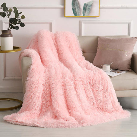 Long Pile Cuddly Faux Fur Shaggy & Fluffy Throws for Bed Couch Sofa Chair Home Blankets Warm Elegant Cozy Double 150 x 200cm PINKLuxuriously fluffy and cozy, this Long Pile Teddy Faux Fur Throw Blanket adds a touch of elegance to any room. Featuring a bea