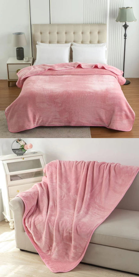 Super Soft Warm Blanket Sofa Bed Throw in Double & King Size BLUSH PINKOur chunky throw blanket is big enough to hold a bed, sofa, or couch. It can also be used as a home decoration. Whether you're snuggling up on the couch for a movie night, getting a go