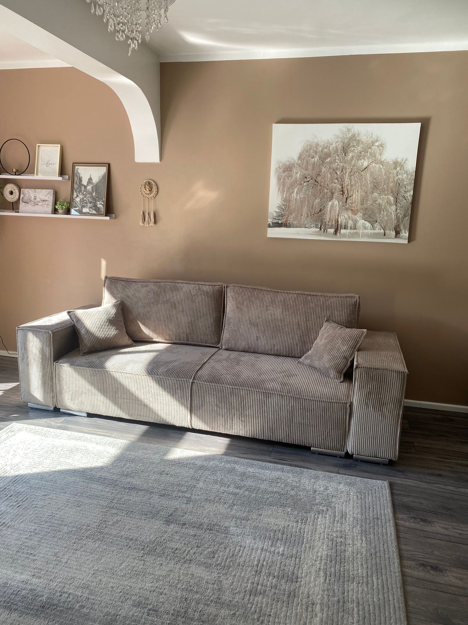 SOFA BED FIORD POSO 02 250cm / SPRINGS + FOAMSOFA DIMENSIONS: sleeping area 154/190 cm width 249 cm depth 94 cm height to the seat 40 cm side height 58 cm seat depth 79 cm (without cushions) seat depth 62 cm (with cushions)* dimensions given with a tolera