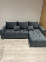 UNIVERSAL CORNER SOFA BED LOTUS 229CM GREY PAROS 06 2X STORAGE SPACE / FOAM 2X STORAGETHIS MODEL IS UNIVERSAL WHICH MEANS YOU CAN CHOOSE CORNER SIDE DURING ASSEMBLYSpecification made on foam construction made of board / pine wood / hdf satin plastic leg c