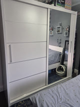 SLIDING DOOR WARDROBE MAJA I ALU 200CM WHITE