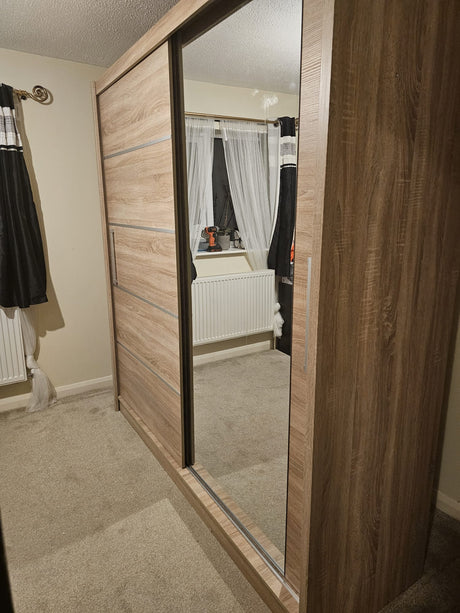 SLIDING DOOR WARDROBE MAJA I ALU 200CM SONOMA