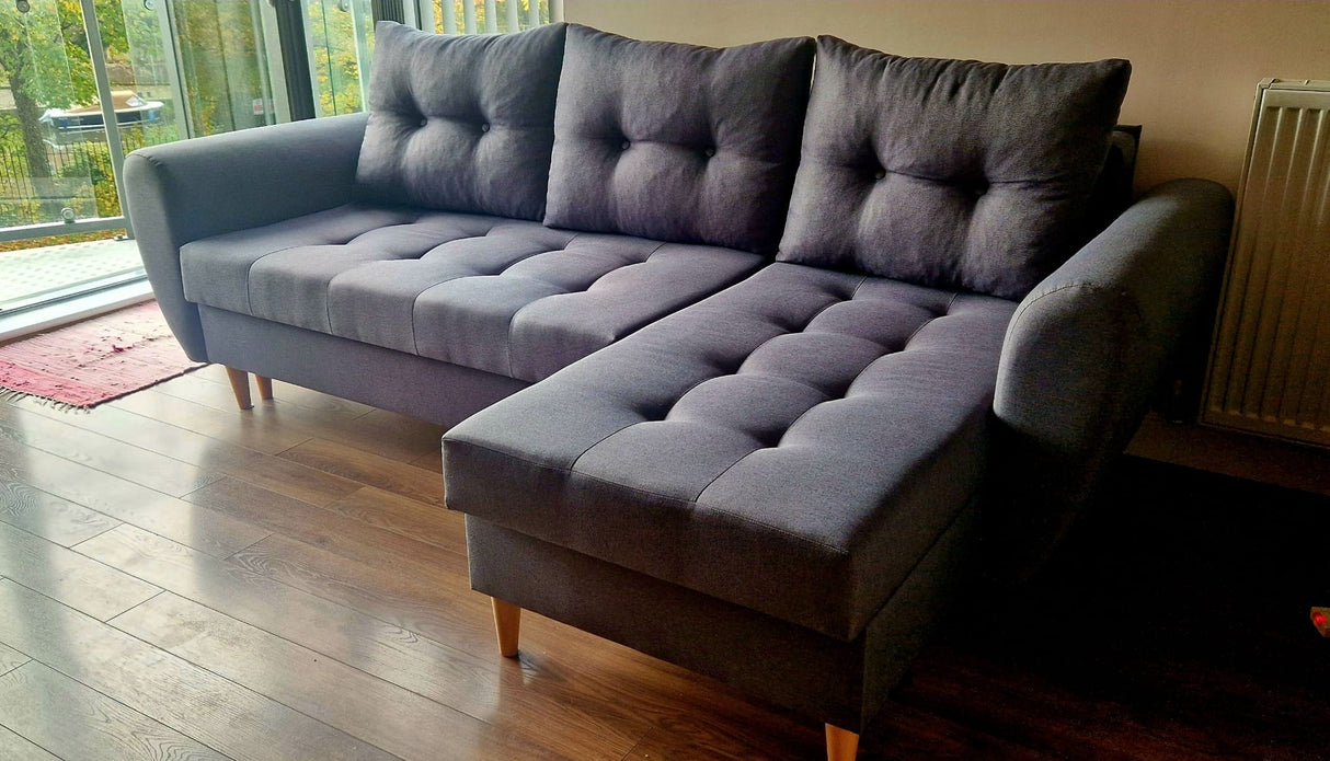 CORNER SOFA BED PALMO 2X STORAGE SPACE MALMO 95 GREY 240cm universal RIGHT/LEFT CORNER / BONELL SPRINGS + FOAM
