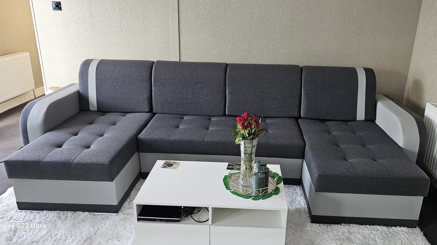 CORNER SOFA BED DINA U SHAPE 308CM  3X STORAGE SPACE CHOICE OF COLOR / BONELL SPRINGS + FOAM - Anna Furniture