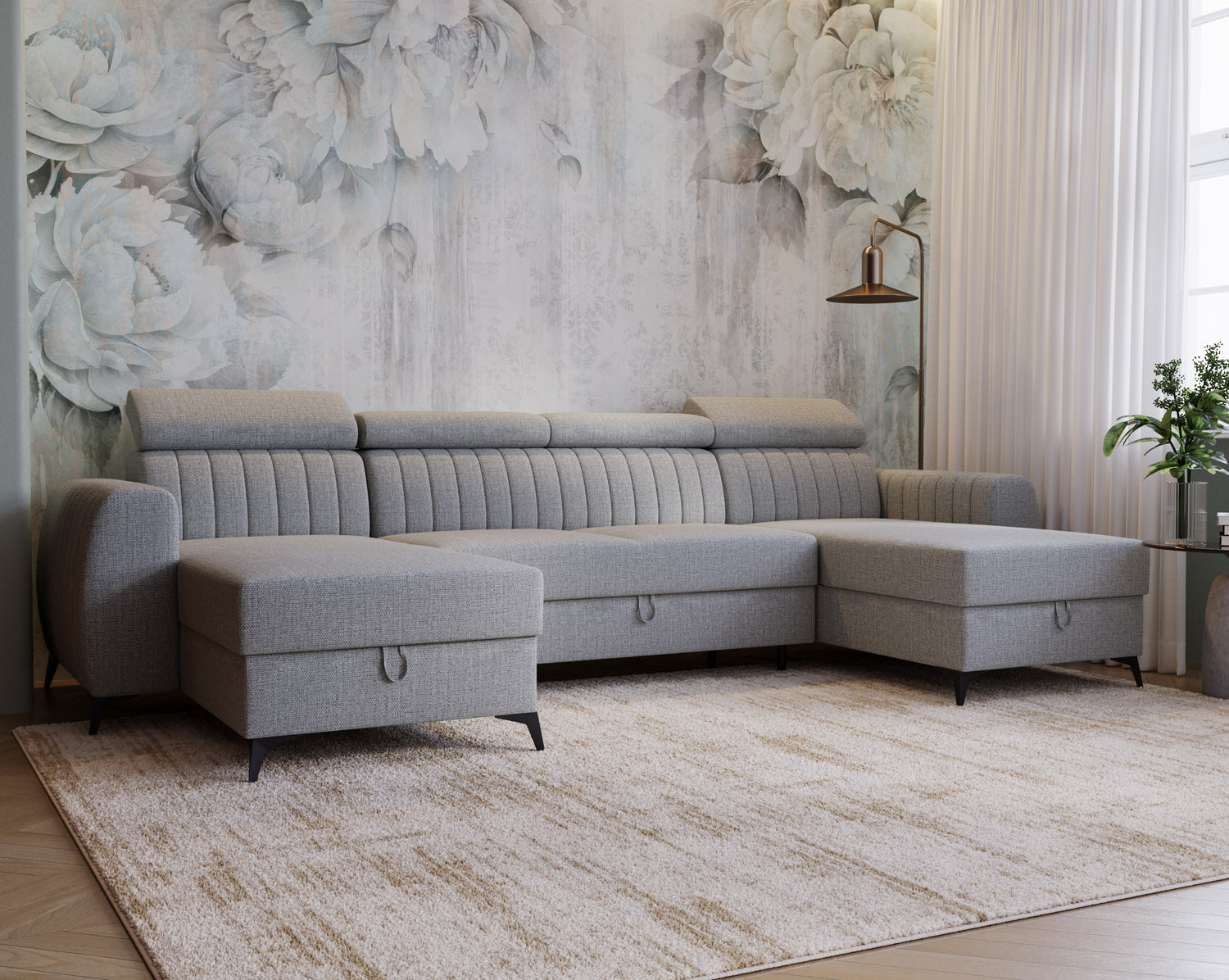 CORNER SOFA BED AURA U SHAPE 332CM / SPRINGS + FOAM CHOICE OF COLOR