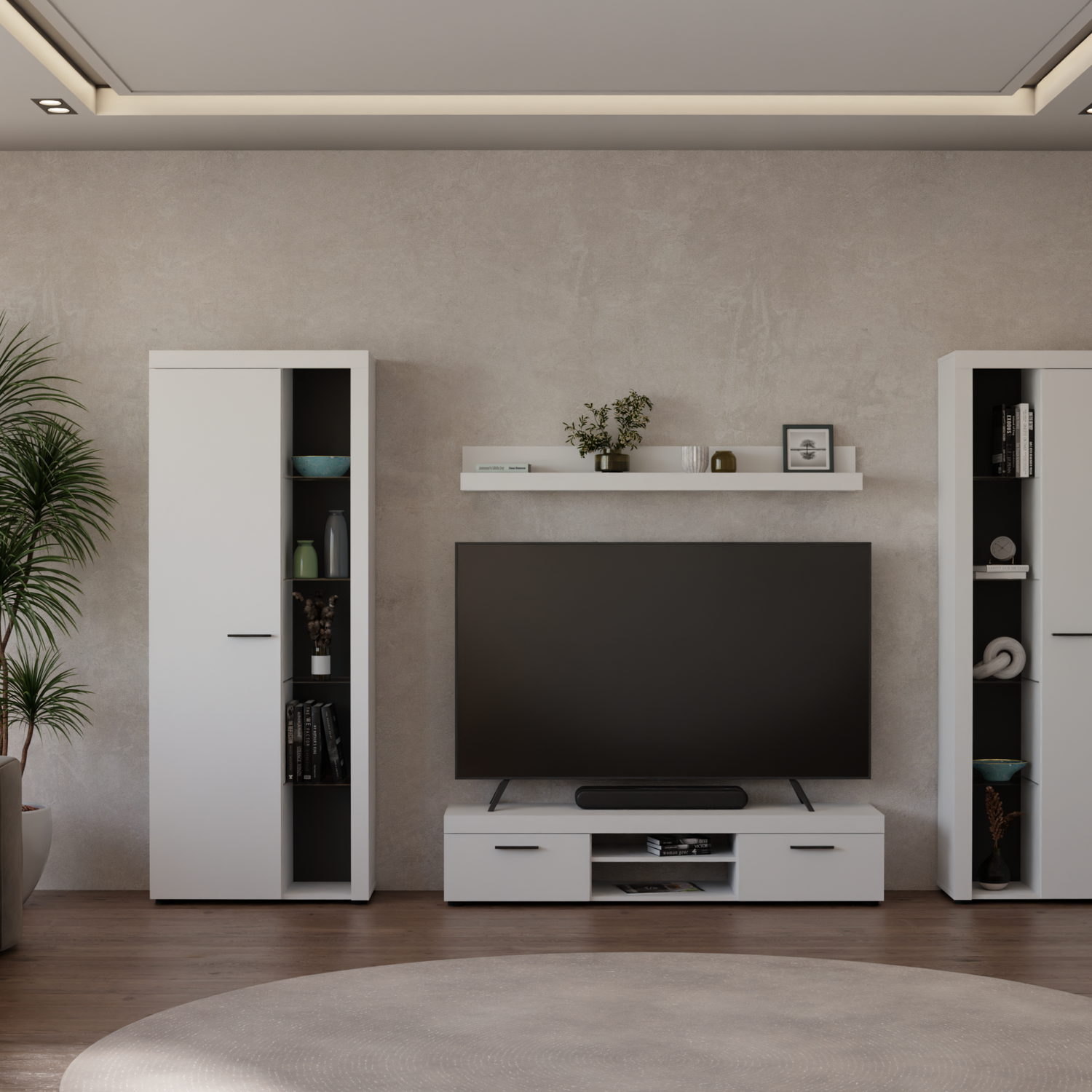 TV WALL UNIT ROMA XL WHITE - Anna Furniture