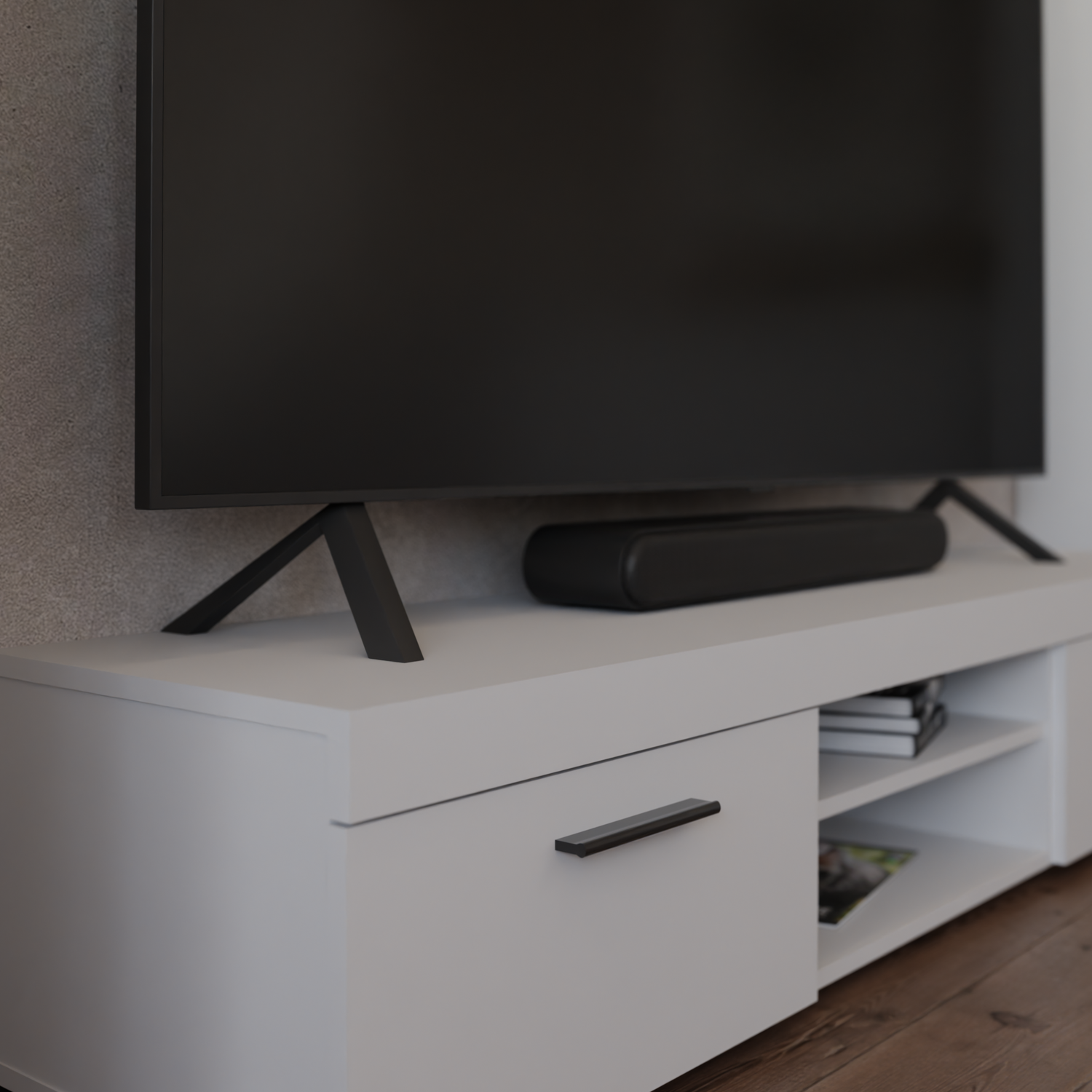 TV WALL UNIT ROMA XL WHITE - Anna Furniture