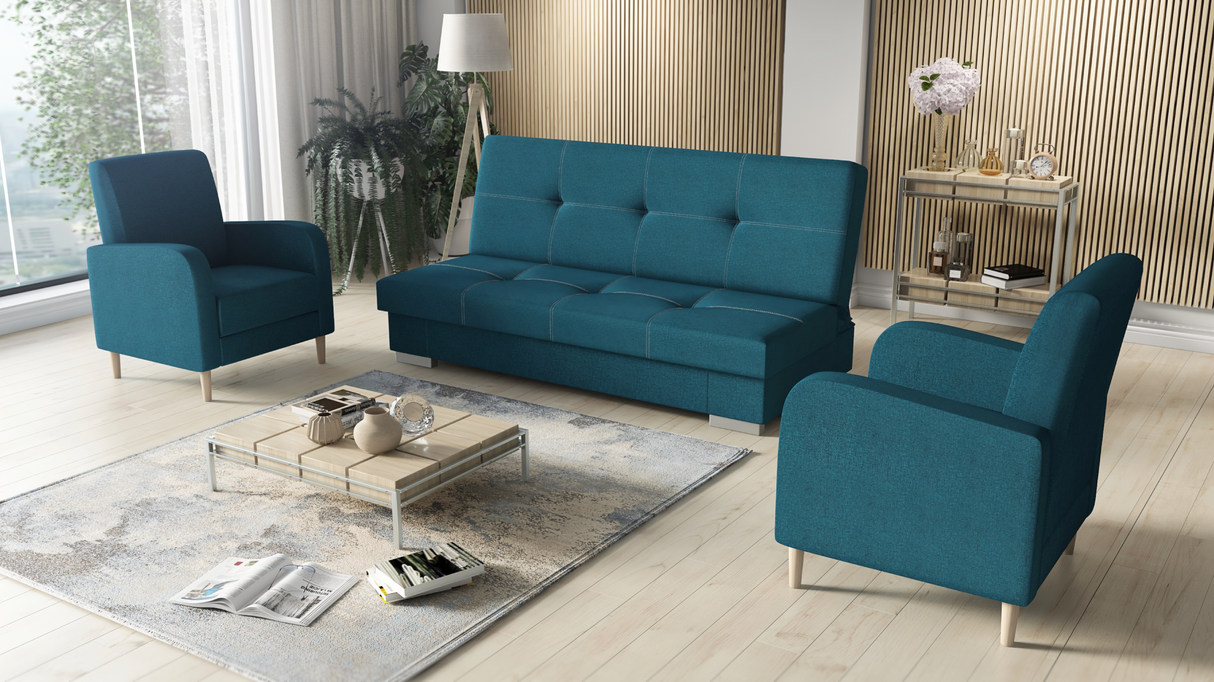 SOFA BED SET 3+1+1 AXEL + 2X ARMCHAIRS CARLO