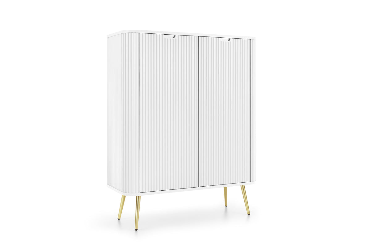 Storage cabinet ZOVA 03 whiteProduct description Dimensions Width 103cm Height 129cm Depth 39cm Details Colour white Material Laminated board 18mm / MDF-board 18mm Veneer ABS edges Legs Metal, in black (23cm) Warranty 24 monthsUncategorizedAnna Furniture
