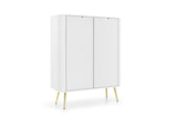Storage cabinet ZOVA 03 whiteProduct description Dimensions Width 103cm Height 129cm Depth 39cm Details Colour white Material Laminated board 18mm / MDF-board 18mm Veneer ABS edges Legs Metal, in black (23cm) Warranty 24 monthsUncategorizedAnna Furniture