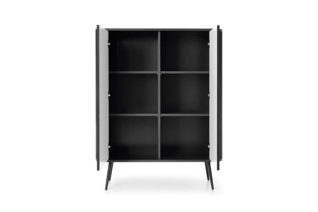 Storage cabinet ZOVA 03 BLACKProduct description Dimensions Width 103cm Height 129cm Depth 39cm Details Colour cashmere Material Laminated board 18mm / MDF-board 18mm Veneer ABS edges Legs Metal, in black (23cm) Warranty 24 monthsUncategorizedAnna Furnitu