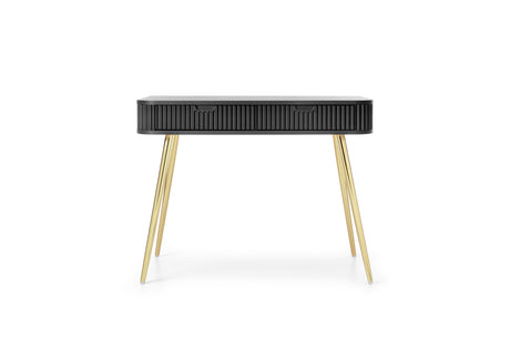 DRESSING TABLE ZOVA BLACKProduct description Dimensions Width 103cm Height 80cm Depth 49cm Details Colour black Material Laminated board 18mm / MDF-board 18mm Veneer ABS edges Legs Metal, in black (65cm) Warranty 24 monthsUncategorizedAnna Furniture