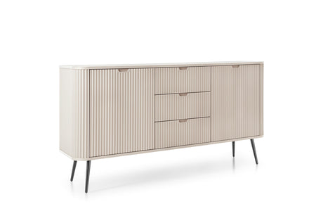 Storage cabinet ZOVA 02 CASHMEREProduct description Dimensions Width 103cm Height 129cm Depth 39cm Details Colour cashmere Material Laminated board 18mm / MDF-board 18mm Veneer ABS edges Legs Metal, in black (23cm) Warranty 24 monthsUncategorizedAnna Furn