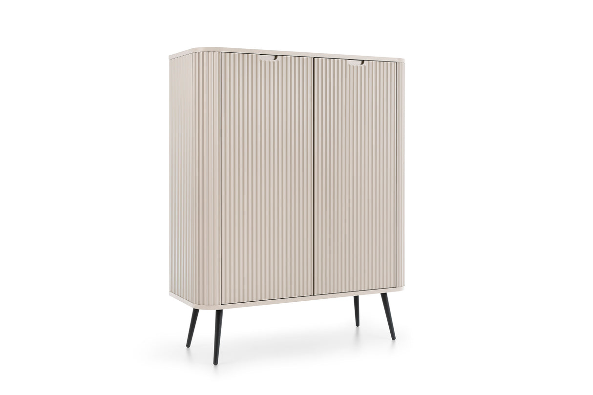 Storage cabinet ZOVA 03 CASHEMEREProduct description Dimensions Width 103cm Height 129cm Depth 39cm Details Colour cashmere Material Laminated board 18mm / MDF-board 18mm Veneer ABS edges Legs Metal, in black (23cm) Warranty 24 monthsUncategorizedAnna Fur