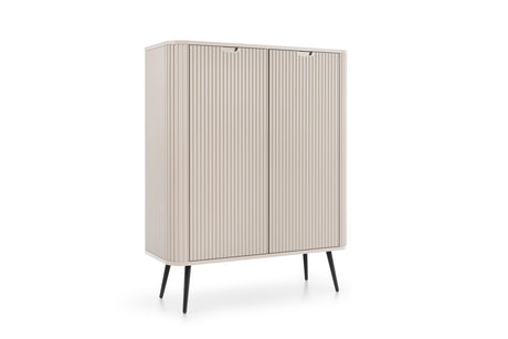 Storage cabinet ZOVA 03 CASHEMEREProduct description Dimensions Width 103cm Height 129cm Depth 39cm Details Colour cashmere Material Laminated board 18mm / MDF-board 18mm Veneer ABS edges Legs Metal, in black (23cm) Warranty 24 monthsUncategorizedAnna Fur