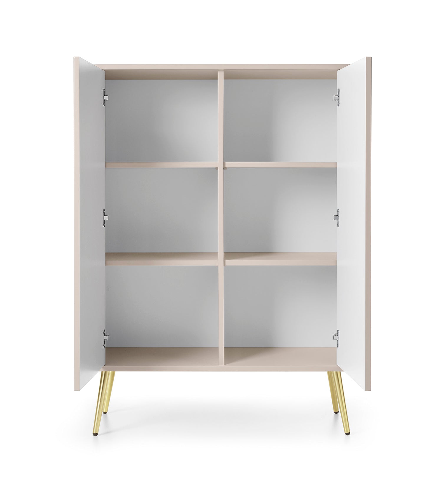 Storage cabinet ZOVA 03 CASHEMEREProduct description Dimensions Width 103cm Height 129cm Depth 39cm Details Colour cashmere Material Laminated board 18mm / MDF-board 18mm Veneer ABS edges Legs Metal, in black (23cm) Warranty 24 monthsUncategorizedAnna Fur