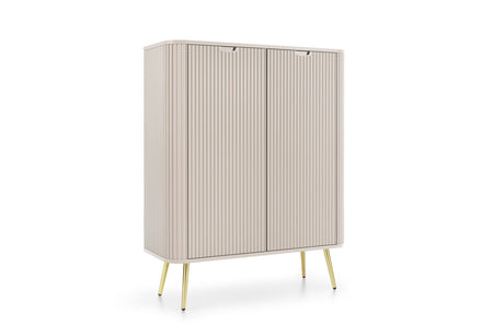 Storage cabinet ZOVA 03 CASHEMEREProduct description Dimensions Width 103cm Height 129cm Depth 39cm Details Colour cashmere Material Laminated board 18mm / MDF-board 18mm Veneer ABS edges Legs Metal, in black (23cm) Warranty 24 monthsUncategorizedAnna Fur