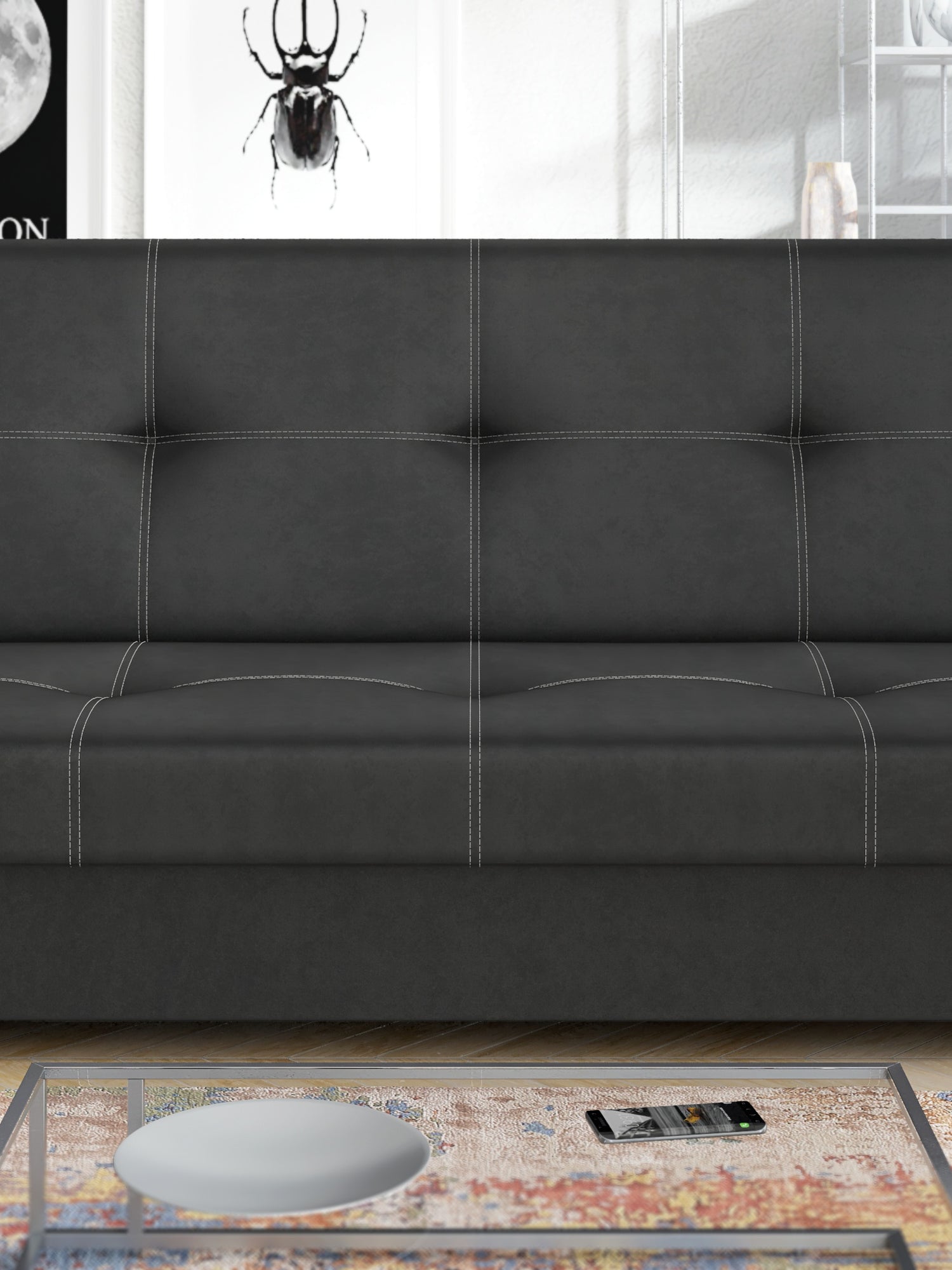 SOFA BED AXEL 195CM SAWANA 14 BLACK / SPRINGS + FOAM